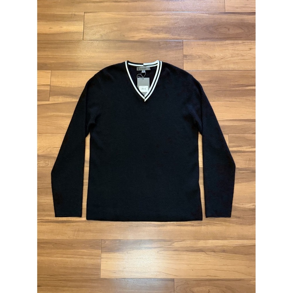 G/FORE Golf Sweater Onyx Black Waffle Knit Merino Wool V-Neck NWT Men's Medium